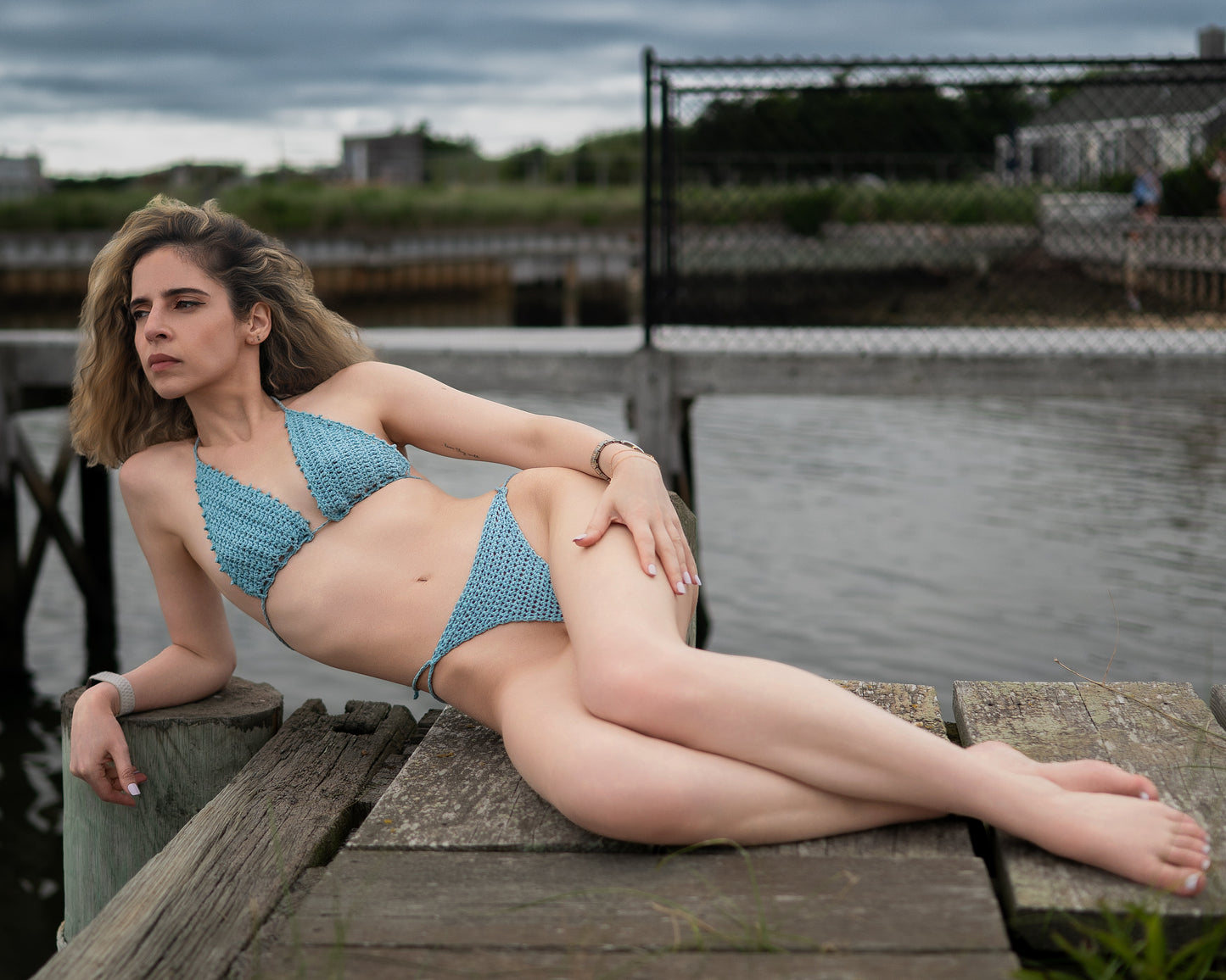 String Tie Top in Blue Sage (with Ridge Detail)
