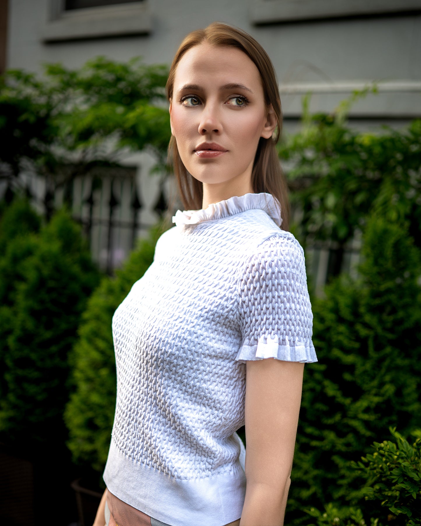 Chanel White Scalloped Knit Blouse (AW 2005)