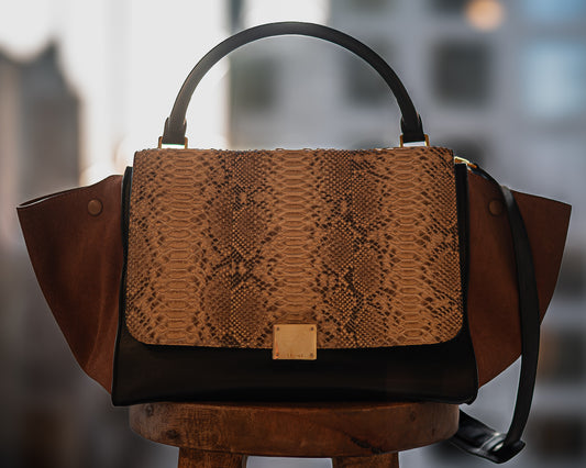 Céline Trapeze Bag in Light Blush Python (Size Medium)