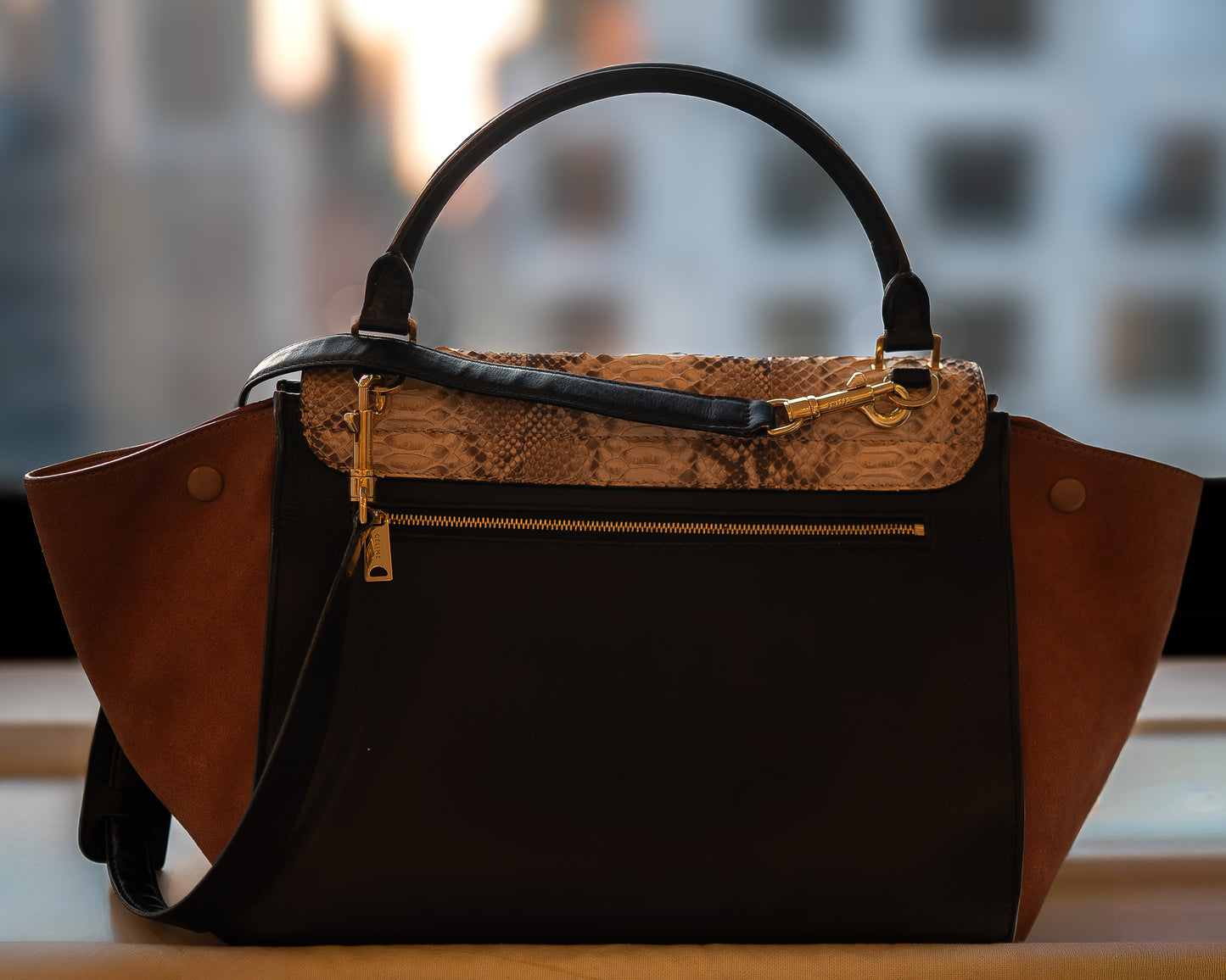 Céline Trapeze Bag in Light Blush Python (Size Medium)