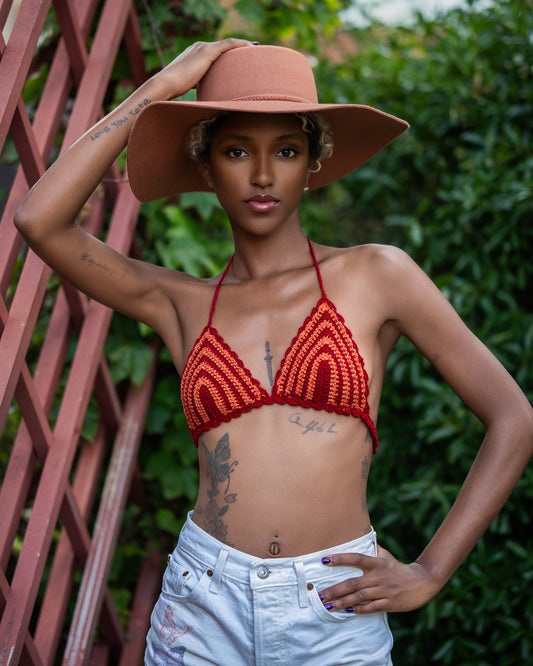 Classic Triangle Top in Terracotta (with Coquille Trim)
